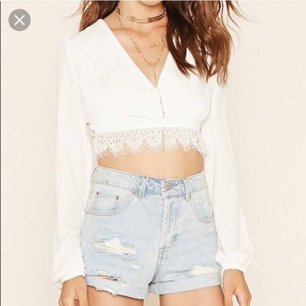 Forever 21 lace and chiffon crop top